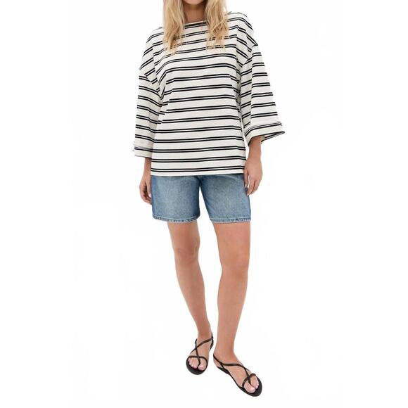 NEW FREE PEOPLE cest la vie tee in black & white combo - Picture 5 of 6